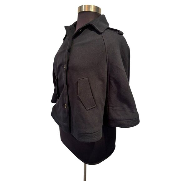 Toska Women's Navy Blue Button Down Cape Poncho Collared Coat‎ Jacket Small - Picture 2 of 13